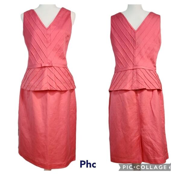 Positive Attitude Pink Linen Blend 2 PCS Skirt Set Full Lining Size 12 - Picture 1 of 16